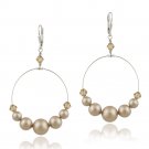 Sterling Silver Almond Swarovski Pearl & Crystal Wire Dangle Earrings E12254M6