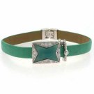 Sterling Silver Amazonite & CZ Turquoise Leather Bracelet B2874