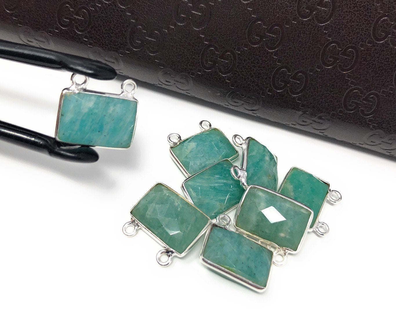 Sterling Silver Amazonite GemWholesale Jewelry Findings Bulk Amazonite Charms 1 Pc B) 12mm X 13mm