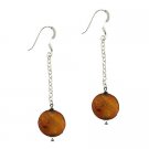Sterling Silver Amber Freshwater Cultured Coin Pearl Earrings E9964M2