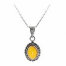 Sterling Silver Amber Oval Bali Border Pendant P8390AR