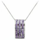 Sterling Silver Amethsyt CZ Rectangle Striped Slide Pendant P5075AZ