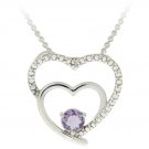 Sterling Silver Amethyst & Diamond Accent Double Open Heart Pendant P12046A