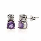 Sterling Silver Amethyst & Diamond Accent Earrings E5061A