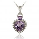 Sterling Silver Amethyst & Diamond Accent Heart Pendant P12243A