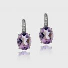 Sterling Silver Amethyst & Diamond Accent Oval Leverback Earrings E10511A