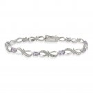 Sterling Silver Amethyst & Diamond Accent Swirl Infinity Bracelet B12016A