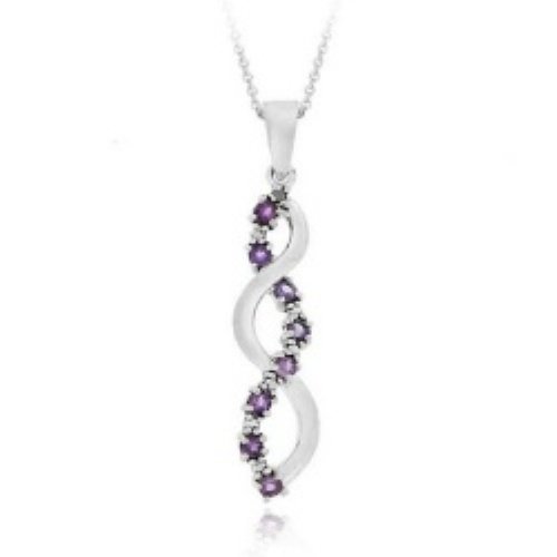 Sterling Silver Amethyst & Diamond Infinity Pendant P10477A