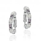 Sterling Silver Amethyst & White CZ Hoop Earrings E2866LAZ
