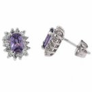 Sterling Silver Amethyst & White CZ Stud Earrings E4321AZ