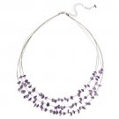 Sterling Silver Amethyst Chips 3-Row Graduating Necklace N11754A