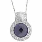 Sterling Silver Amethyst CZ & Clear CZ Round Pendant P2599AZ