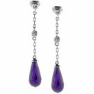 Sterling Silver Amethyst CZ & Clear CZ Teardrop Earrings E5040AZ