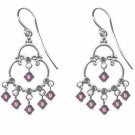 Sterling Silver Amethyst CZ & Purple Swarovski Elements Chandelier Earrings E4342A