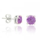 Sterling Silver Amethyst CZ 5mm Round Stud Earrings E9563AZ