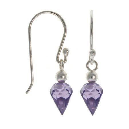 Sterling Silver Amethyst CZ Briolette-Cut Dangle Earrings E10109AZ