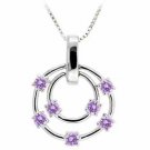 Sterling Silver Amethyst CZ Double Circle Floating Pendant P2667AZ