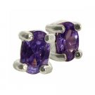 Sterling Silver Amethyst CZ Oval Stud Earrings E10097AZ