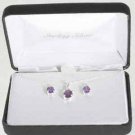 Sterling Silver Amethyst CZ Pendant & Stud Earring Jewelry Set S205