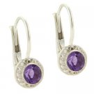 Sterling Silver Amethyst Filigree Round Leverback Earrings E9980A