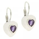 Sterling Silver Amethyst Heart Leverback Earrings E9994A