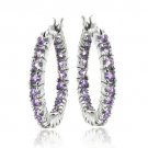 Sterling Silver Amethyst Inside Out Hoop Earrings E10454A