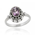 Sterling Silver Amethyst Oval Bali Design Ring Size 6 R181-6