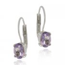 Sterling Silver Amethyst Oval Lever-Back Earrings E286
