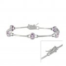Sterling Silver Amethyst Oval Station Bracelet 1051