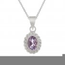 Sterling Silver Amethyst Oval Vintage Pendant P154