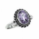 Sterling Silver Amethyst Oval Vintage Ring Size 8 R7091A-8