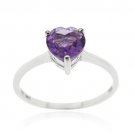 Sterling Silver Amethyst Solitaire Heart Ring Size 6 R11885A-6