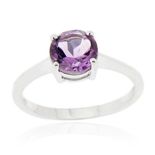 Sterling Silver Amethyst Solitaire Round Ring Size 6 R11886A-6