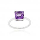Sterling Silver Amethyst Solitaire Square Ring R11887A-6