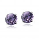 Sterling Silver Amethyst Swarovski Elements February Birthstone Stud Earrings E13931A