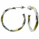 Sterling Silver and 18K Gold over Silver Two Tone Twist Hoop Earrings HT4793