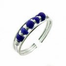 Sterling Silver and Dark Blue Bead Toe Ring TR4074DBL