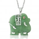 Sterling Silver and Green Chinese Jade 'Longevity' Elephant Pendant P10954JD