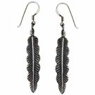 Sterling Silver Antique Feather Design Earrings E4381