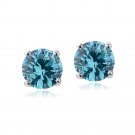 Sterling Silver Aqua Swarovski Elements March Birthstone Stud Earrings E13931AQ