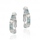 Sterling Silver Aquamarine CZ and CZ Omega Hoop Earrings E2866AQZ