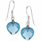 Sterling Silver Aquamarine CZ Heart Dangle Earrings E4216AQZ