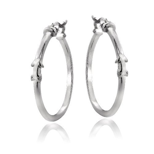 Sterling Silver Arrow Polished Hoop Earrings H13734