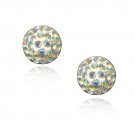 Sterling Silver Aurora Borealis Fireball Round Stud Earrings E12718CAB