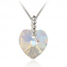 Sterling Silver Aurora Borealis Swarovski Elements Heart Pendant P11772CAB