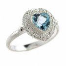 Sterling Silver Bali Bead Blue Topaz Heart Ring Size 10 R7092BT-10