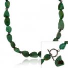Sterling Silver Bali Bead Genuine Turquoise Stone Toggle Necklace 18 N9856TQ3