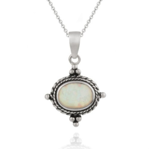 Sterling Silver Bali Design Pendant with Opal Stone P403
