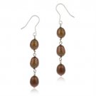 Sterling Silver Baroque Freshwater Cultured Brown Pearl Drop Earrings E10955M67
