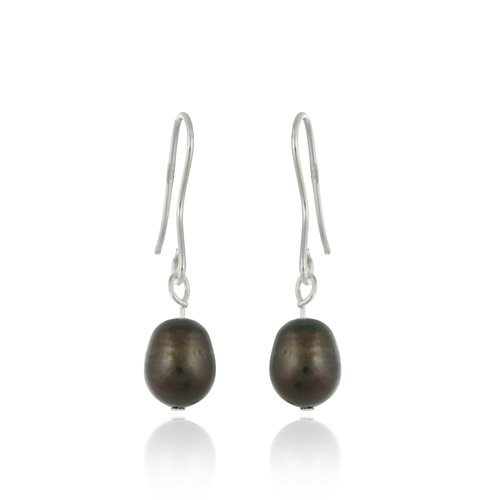 Sterling Silver Baroque Freshwater Cultured Brown Pearl Earrings E11238M67